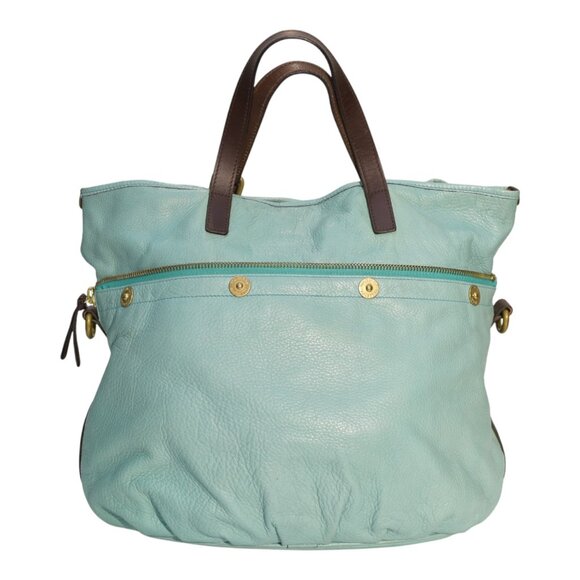 Mulberry Mitzy Tote Bag Aqua Blue Leather with Brown Handles & detachable strap - Picture 4 of 16